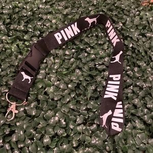 Love Pink Detachable Lanyard Black & White
